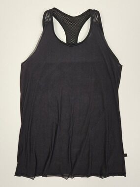 Lululemon Black Racerback Tank Top Built In Bra Mesh Back Size 8